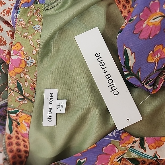 Chloe + rene XL patchwork flower pattern lined beautiful dress. Boho. Hippie. - Picture 7 of 8